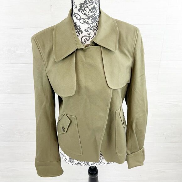 Ann Taylor Military Canvas Covered Zipper Jacket - Picture 1 of 8